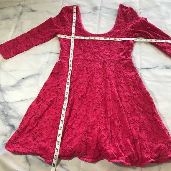Free People Hot Pink Lace Rose Garden Dress - Picture 4 of 7